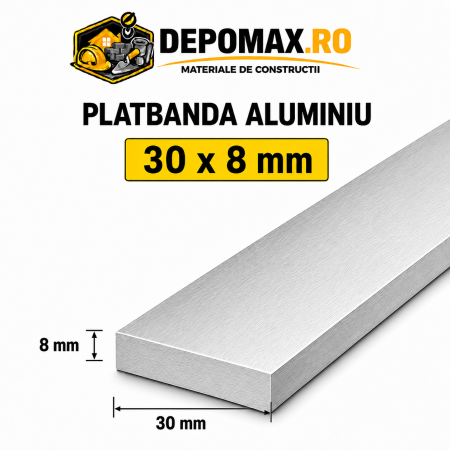 Platbanda aluminiu 30 x 8 mm, 6 metri (EN-AW 6060)
